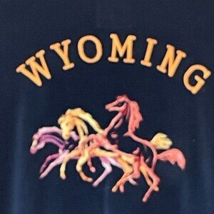 Wyoming Wild Horses Promotional Jacket Navy Blue Fleece with Full Zip Men's Med